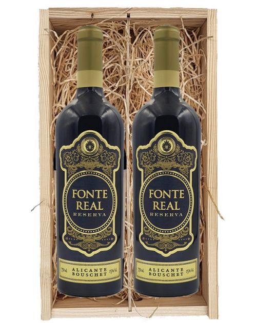 2 flessen Fonte Real Reserva Alicante Bouschet in houten kist